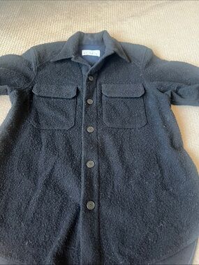 RAEY SHERPA Black Button-Up Wool Shacket Jacket SIZE 8. It came with the peeling
